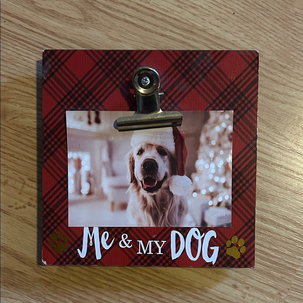 Red Plaid Photo Clip Frame - Me & My Dog